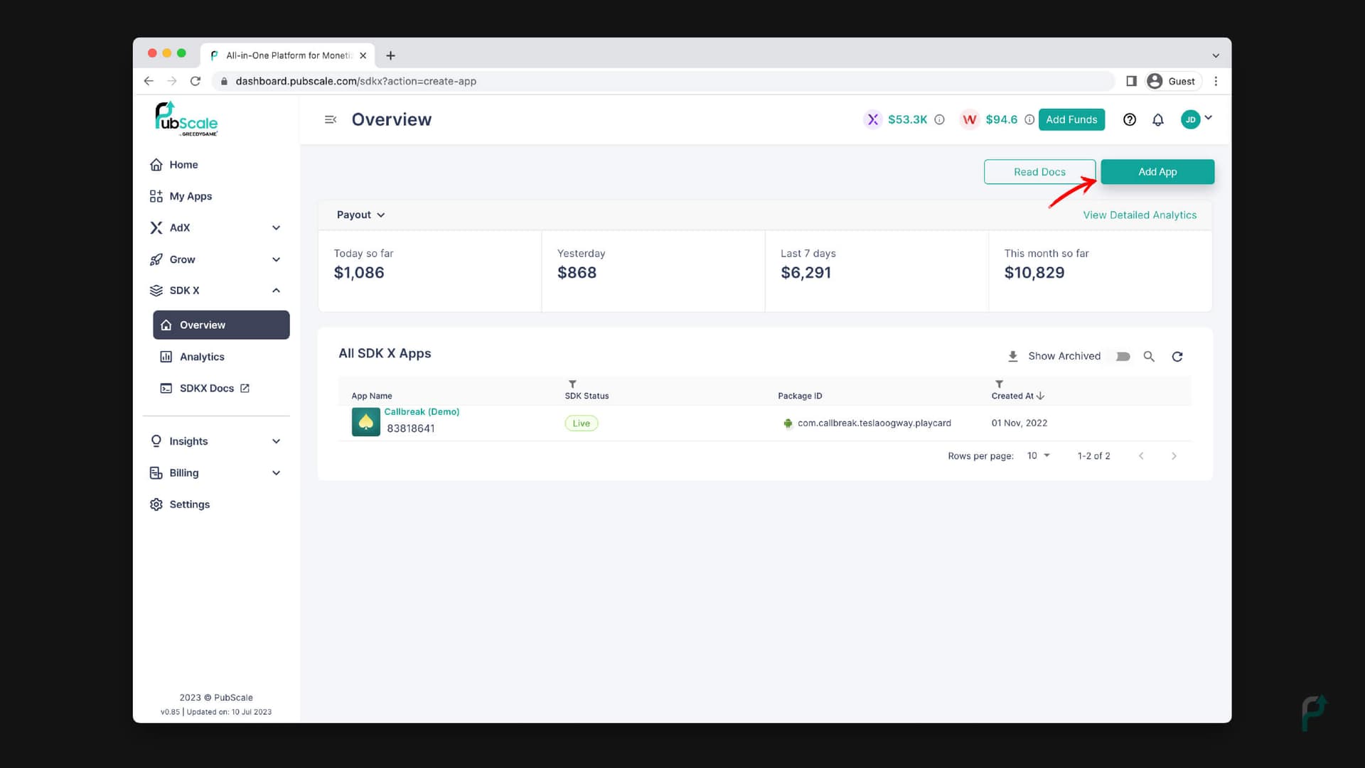 Add App on SDKX