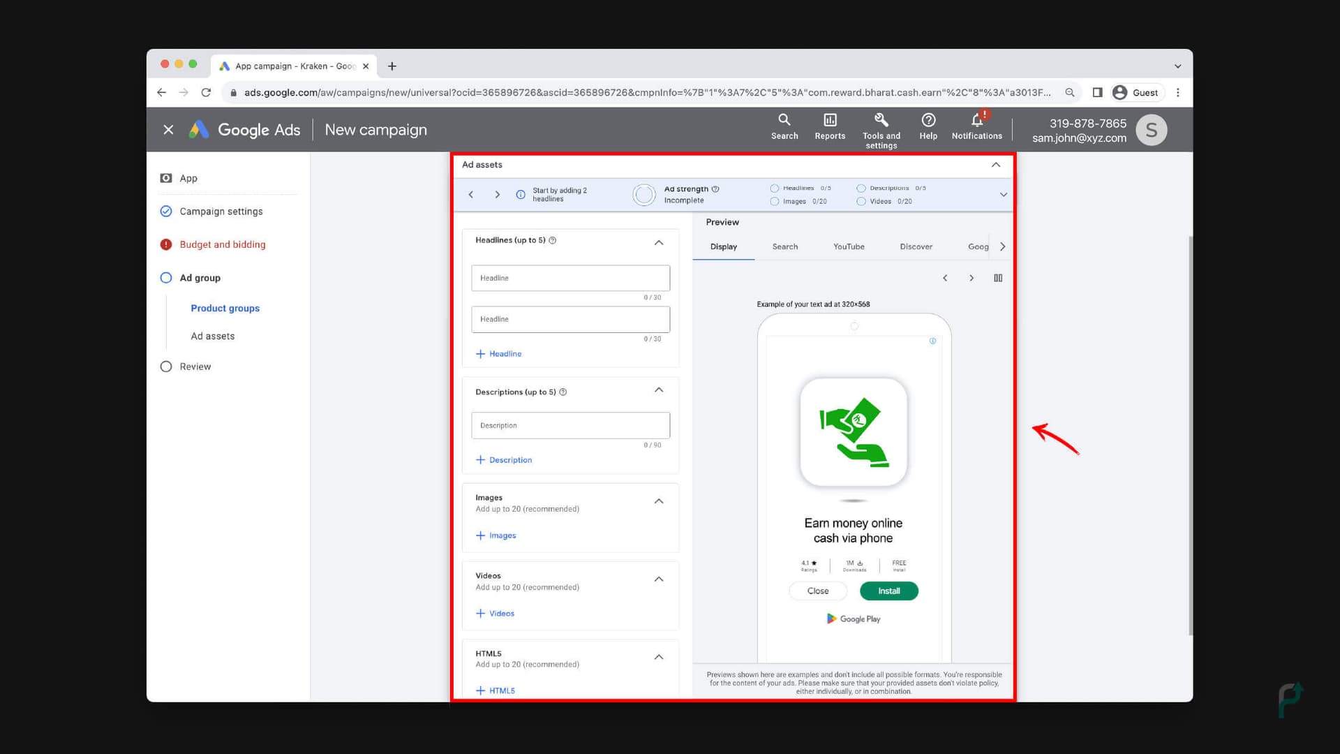 Step-9: Create Ad Group, Ad Assets