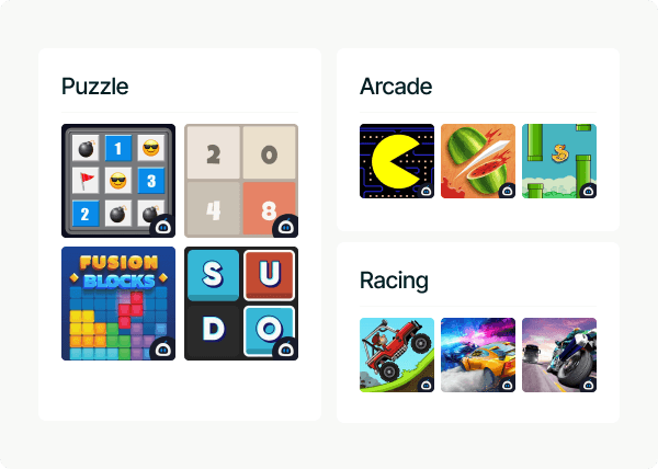 Great curation of games