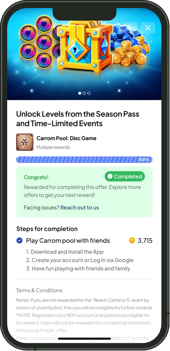 Users start completing advertiser’s offers and get rewards within minutes