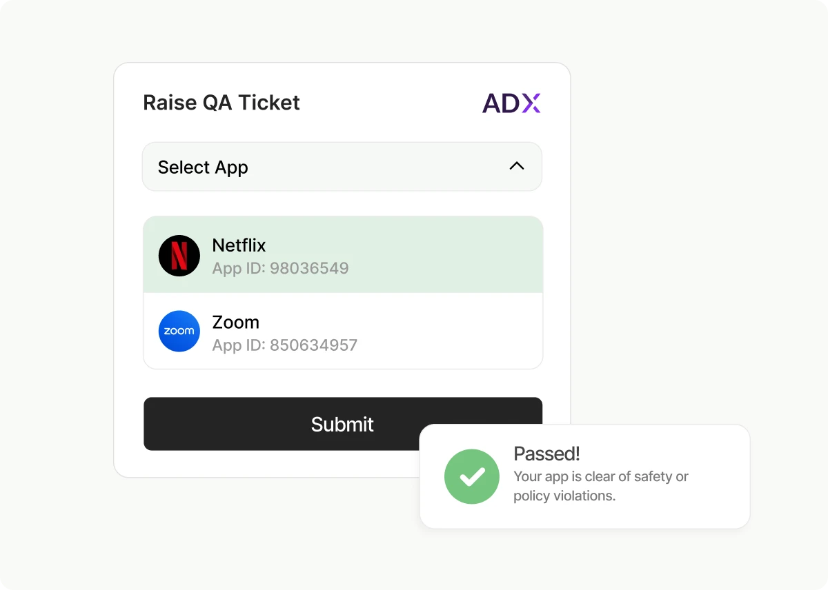 QA tickets for policy support